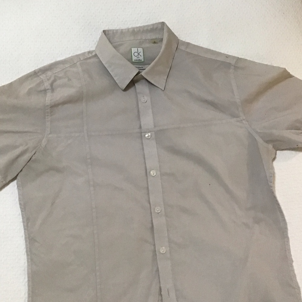 Calvin Klein Men's Short-Sleeve Button-Down Shirt - Light Taupe